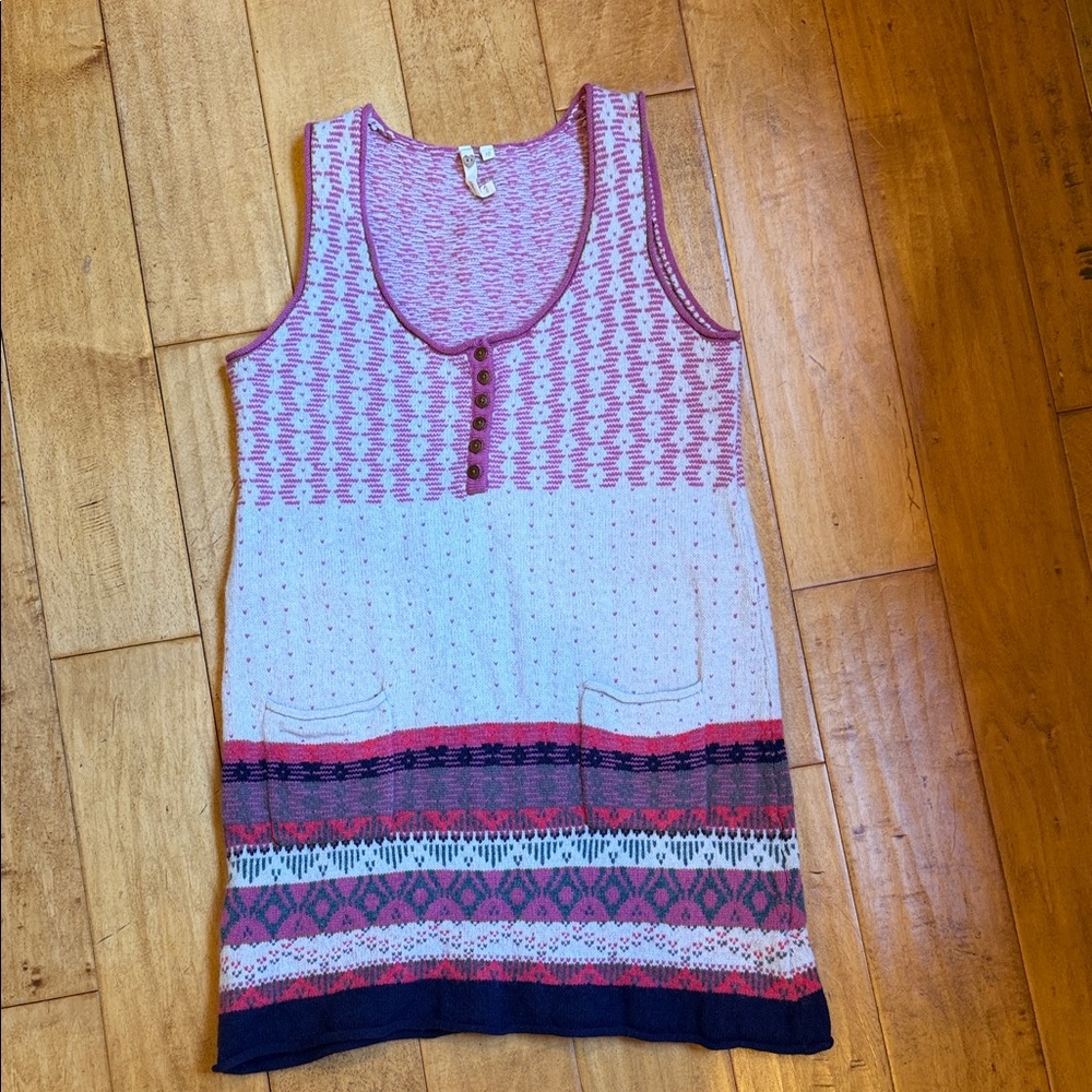 Free People Pink and Blue Patterned Dress